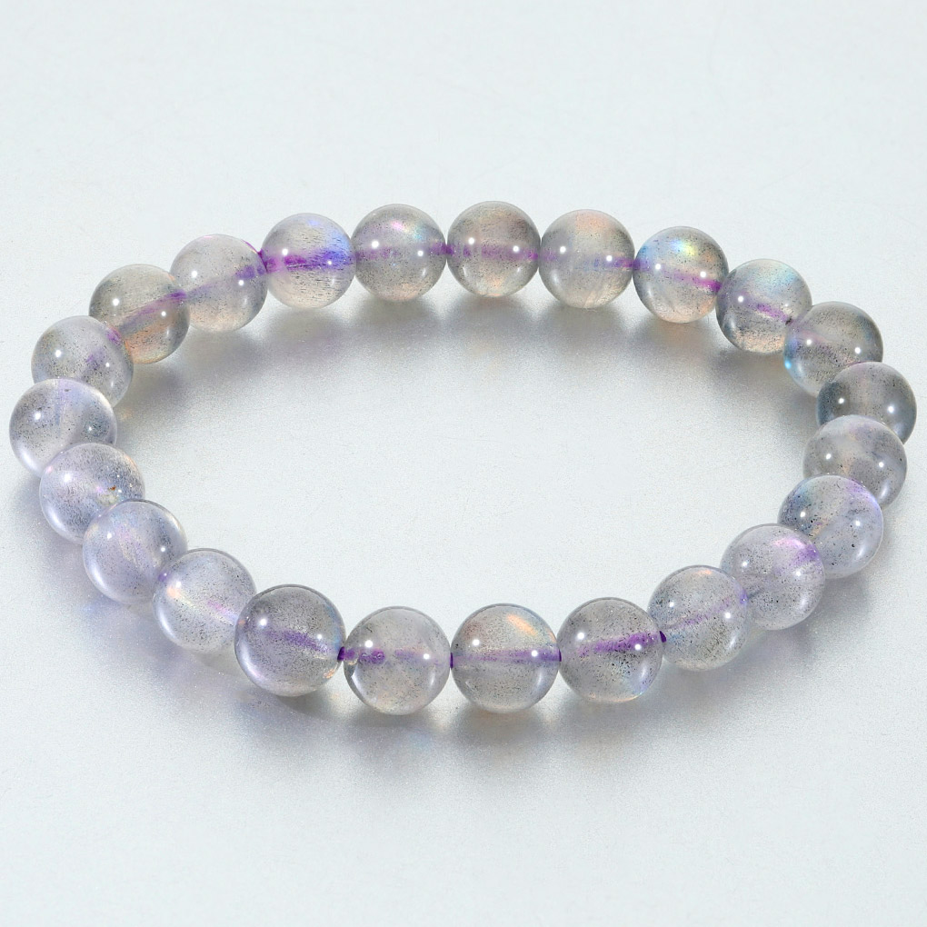 ラブラドライト ピンク パープル ブルー ブレスレット 8mm 17cm