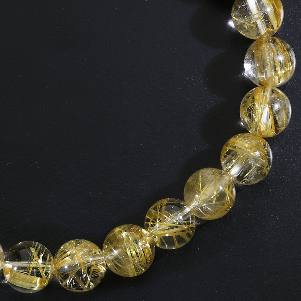 ゴールドルチルクォーツ ブレスレット 7.7mm 18cm メンズ M レディース