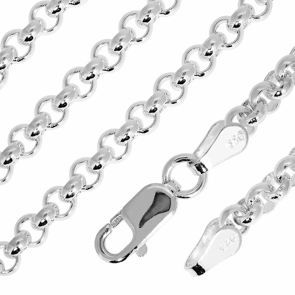ロールチェーン シルバーチェーン 幅約3.6mm 40〜80cm シルバー 925 ネックレス チェーン のみ ネックレスチェーン チェーンネックレス 鎖 くさり_1