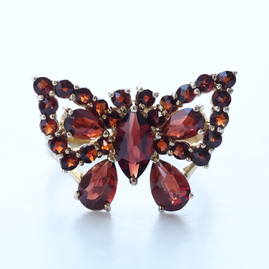 ROKUZAN ガーネット 蝶 リング 指輪 11〜17号 シルバー925 ゴールド