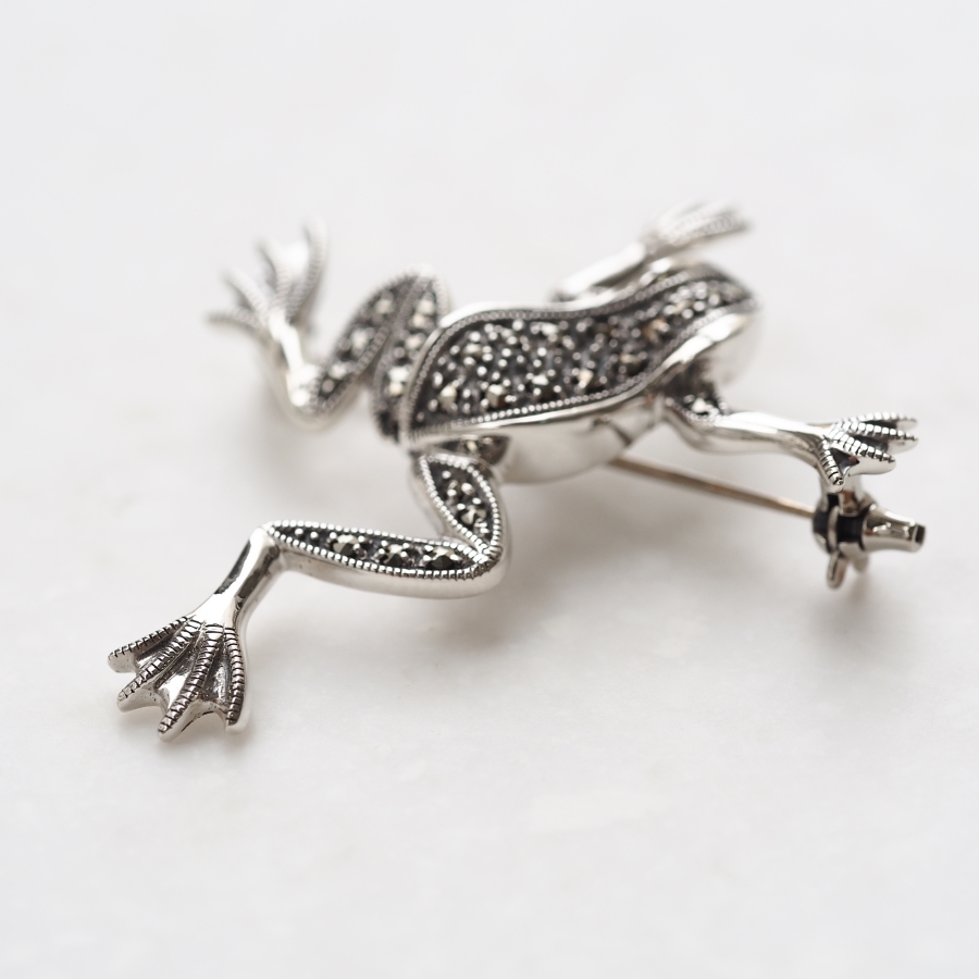 ROKUZAN エメラルド カエル ブローチ ピンブローチ シルバー925 マーカ