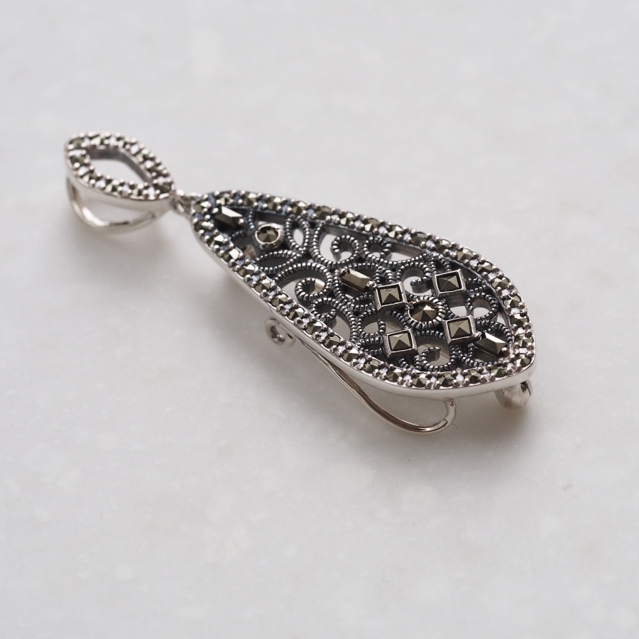 ROKUZAN マーカサイト ネクタイ ブローチ ペンダントトップ (チェーン