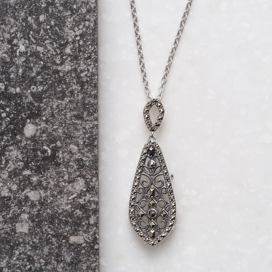 ROKUZAN マーカサイト ネクタイ ブローチ ペンダントトップ (チェーン