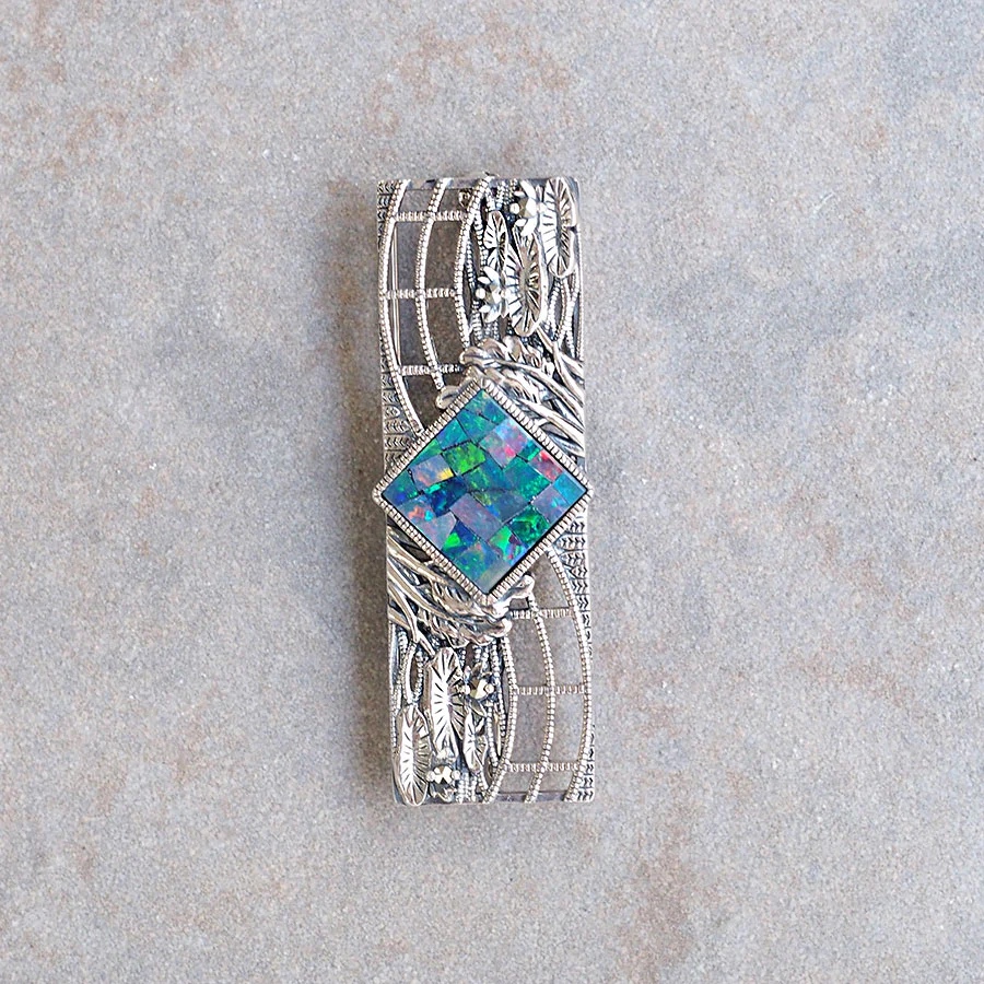 シルバー925】モザイクリーフブローチ ISRAEL 925 Silver Vintage