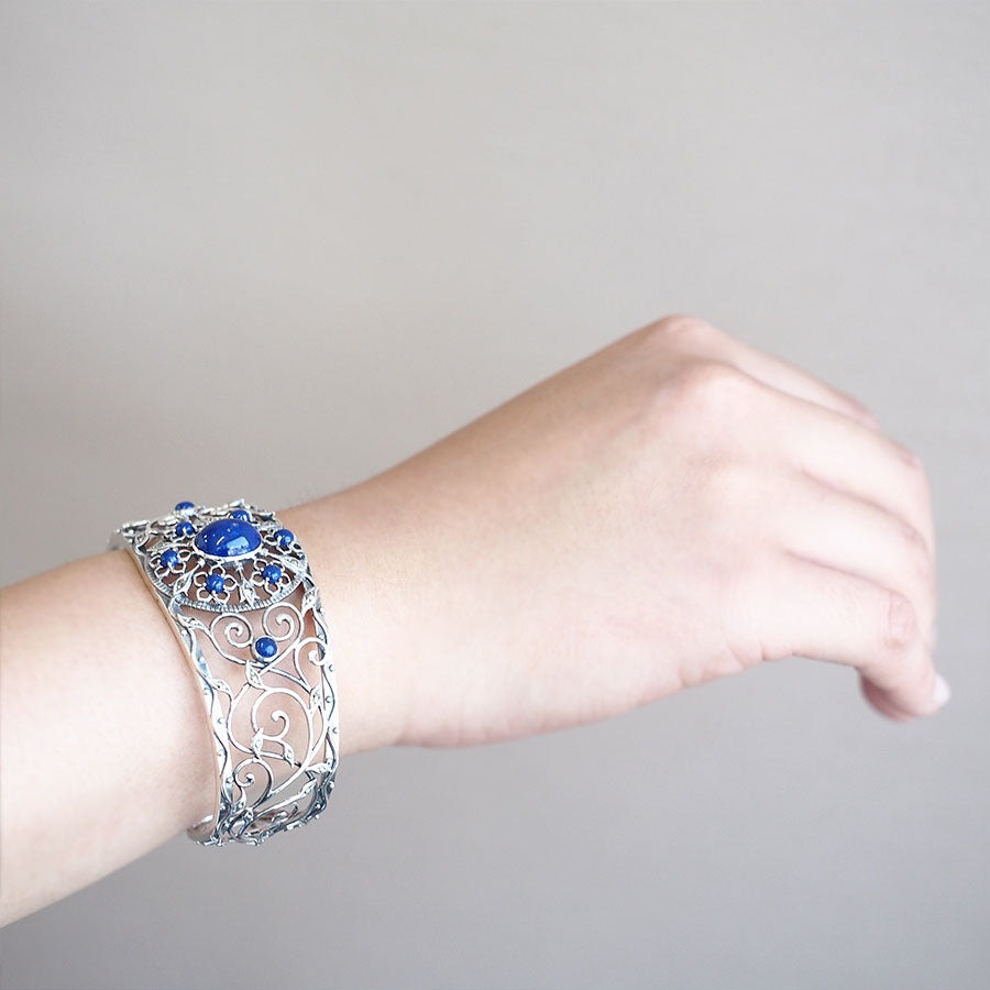 ROKUZAN ラピスラズリ アイビー シルバーバングル シルバー925