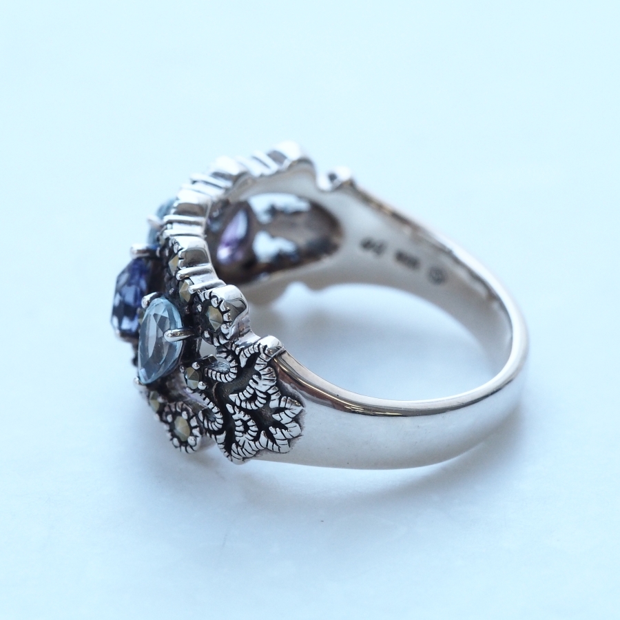 ほぼ新品 超希少ストーンリング シルバーメッキ ROKUZAN グラデーションカラーストーン リング 指輪 11〜17号 シルバー