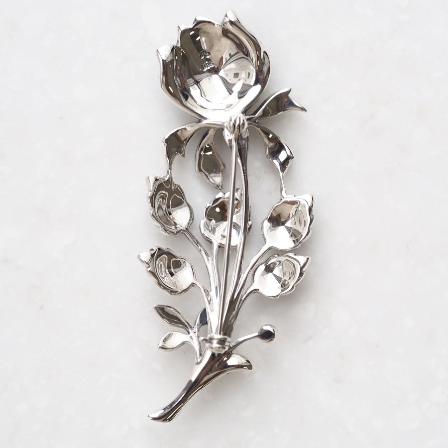 ＊碌山 チューリップ シルバー ブローチ＊ルビー 淡水パール Silver925 ROKUZAN 淡水パール チューリップ ブローチ ピンブローチ シルバー925