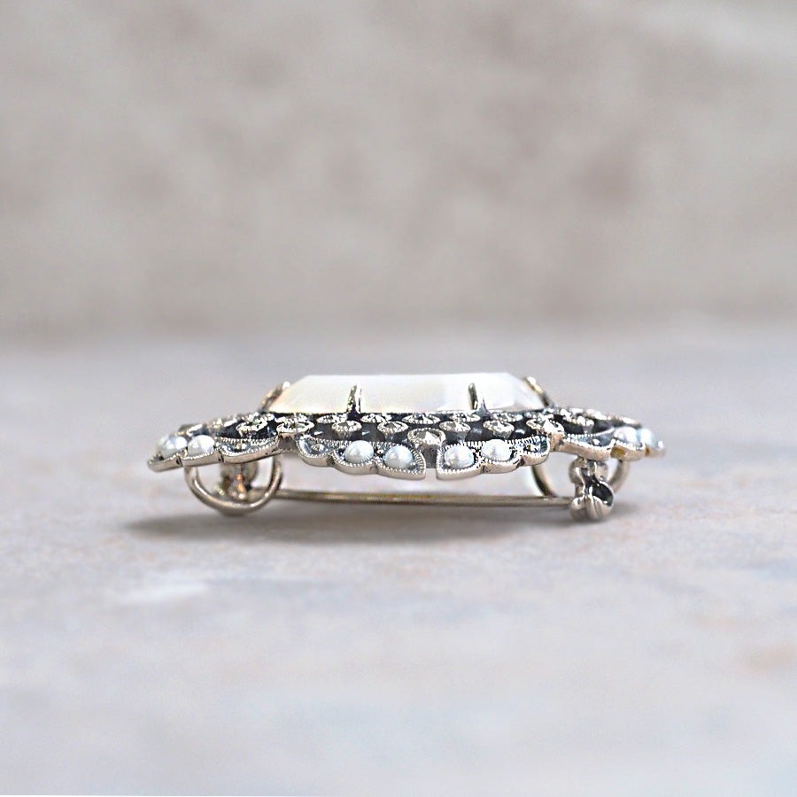 ROKUZAN 白蝶貝 シードパール アンティークレース ブローチ ペンダント