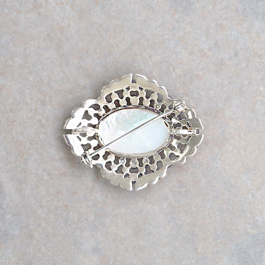 ROKUZAN 白蝶貝 シードパール アンティークレース ブローチ ペンダント