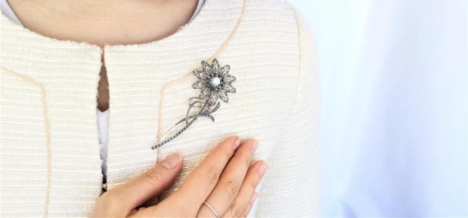 ROKUZAN 淡水パール シードパール 一輪の花 ブローチ ペンダントトップ (チェーンなし) ネックレス ペンダント トップ ヘッド シルバー925 爆買_3