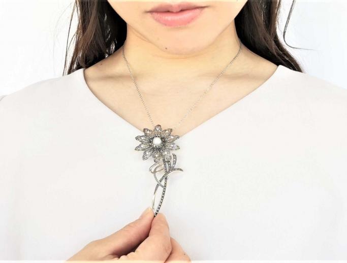 ROKUZAN 淡水パール シードパール 一輪の花 ブローチ ペンダントトップ (チェーンなし) ネックレス ペンダント トップ ヘッド シルバー925 爆買_4