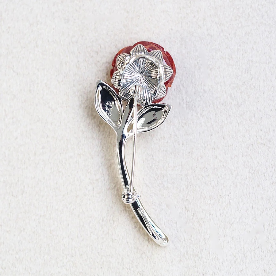 ROKUZAN サンゴ シードパール 薔薇 ブローチ ペンダントトップ 