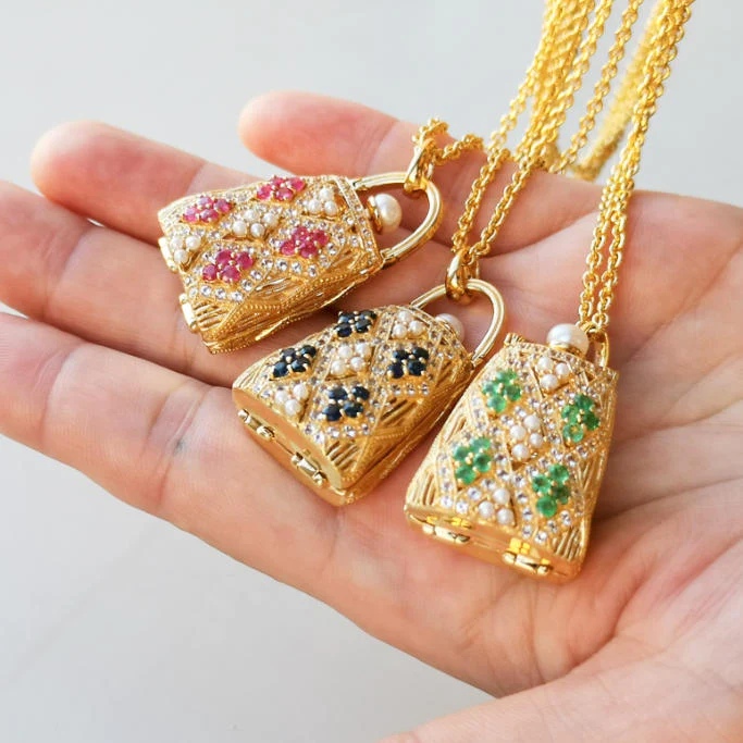 ROKUZAN ルビー ハンドバッグ 金 ロケットペンダント (チェーンなし) ペンダント ペンダントトップ ネックレス トップ ヘッド シルバー925 爆買の画像