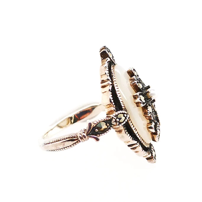 碌山　リング　パール　マーカサイト　マルカジット　925 リング　17号 楽天市場】【最大2,000円クーポン】 碌山 パール マーカサイト