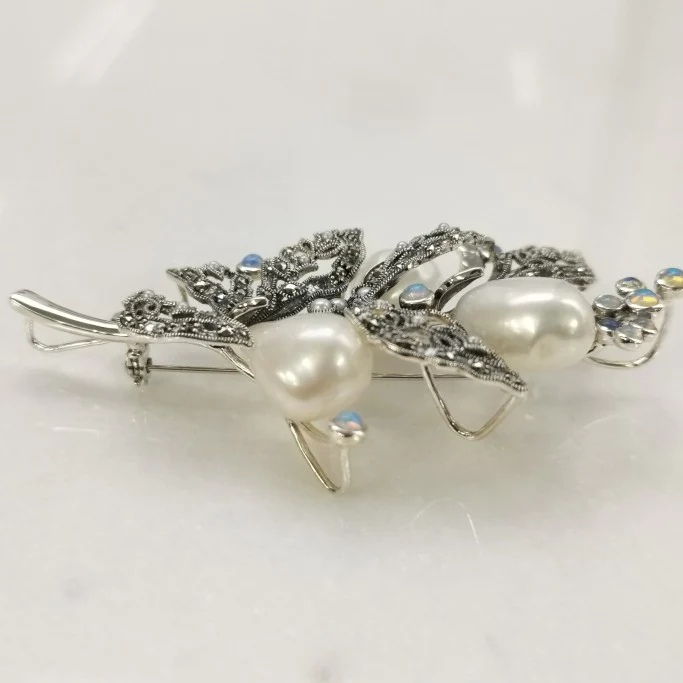 ROKUZAN オパール バロックパール リーフ ブローチ ペンダントトップ (チェーンなし) ネックレス ペンダント トップ ヘッド シルバー925 オパール 爆買の画像