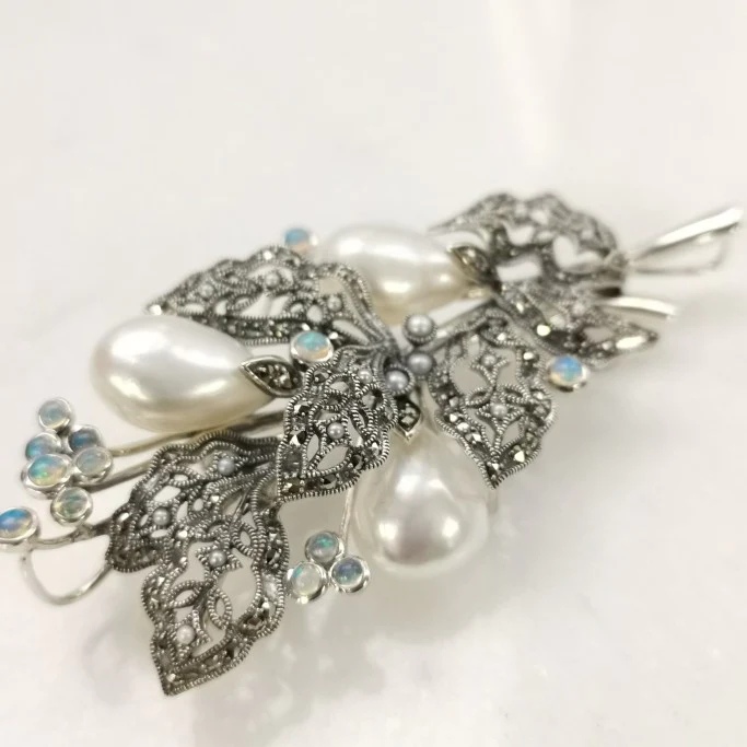 ROKUZAN オパール バロックパール リーフ ブローチ ペンダントトップ (チェーンなし) ネックレス ペンダント トップ ヘッド シルバー925 オパール 爆買の画像