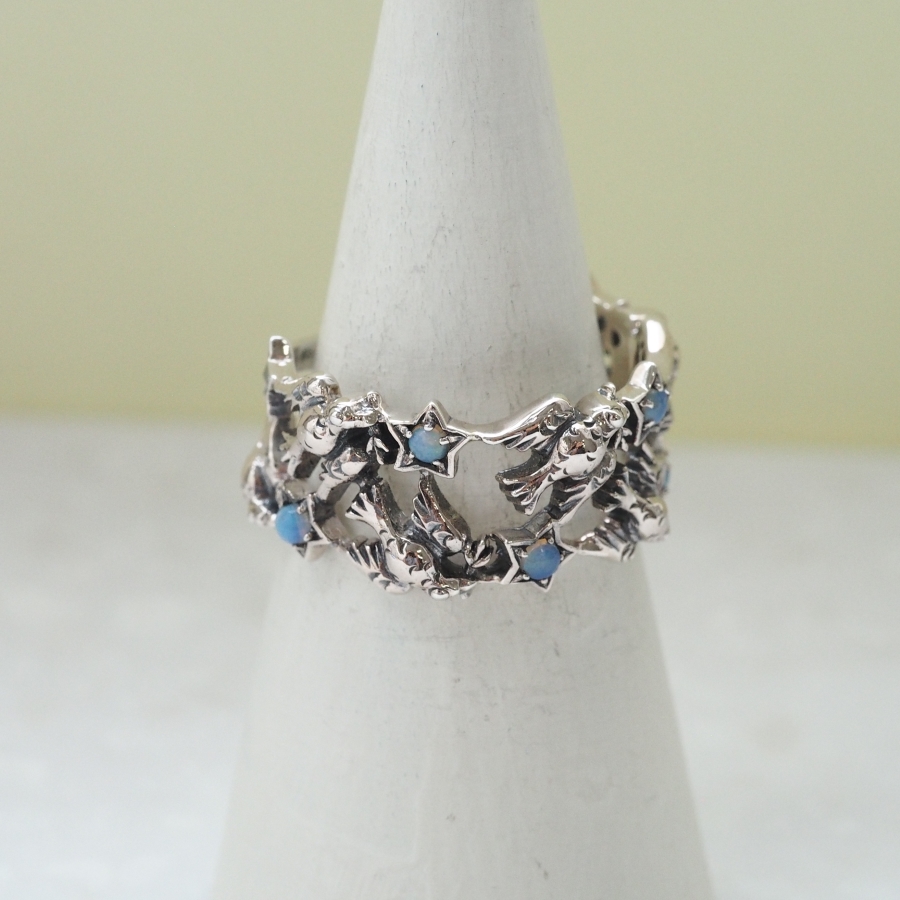 ROKUZAN オパール バード スター リング 指輪 11〜17号 シルバー925