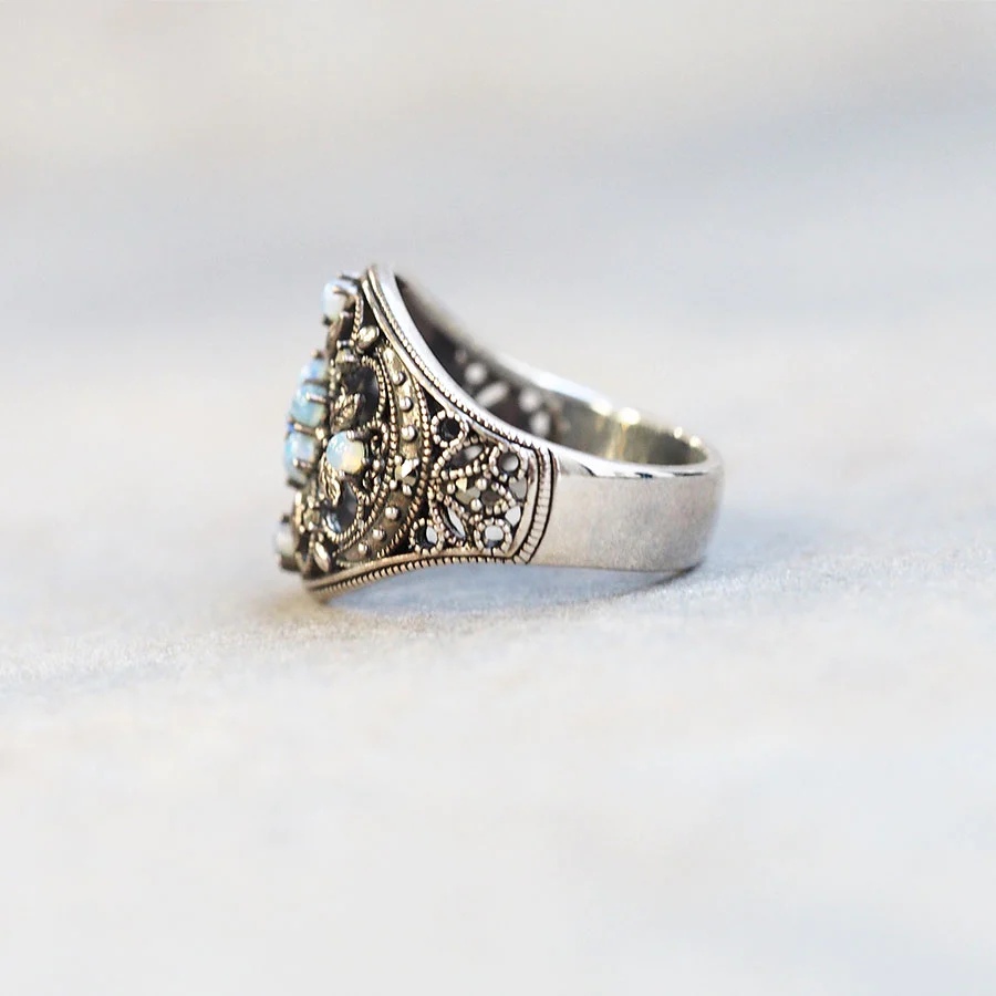 【美品】碌山 ロクザン リング オパール SV925 シルバー ROKUZAN オパール マーカサイト リング 指輪 11〜17号 シルバー925