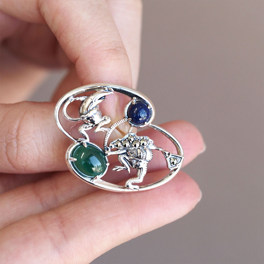 アートなラピスラズリsilverネックレスブローチ 再入荷】ラピスラズリ 