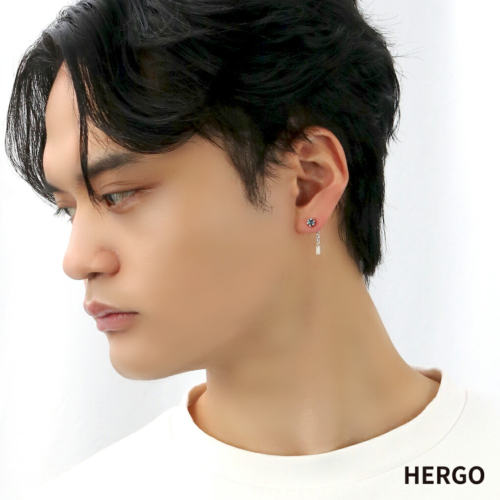 HERGO 一粒石 ピアス 1P 片耳用 シルバー 925 天然石 ロンドンブルー