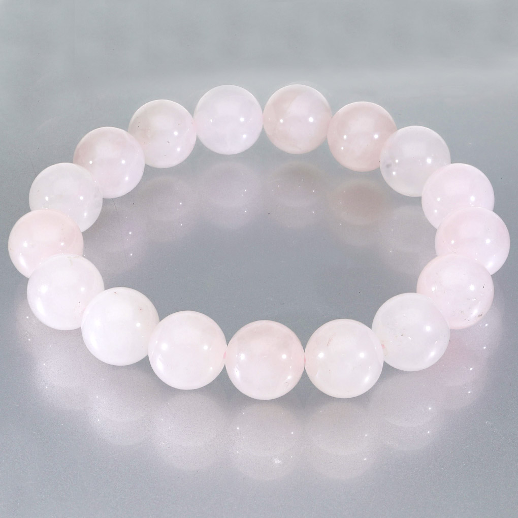 ローズクォーツ ブレスレット 12mm 17.5〜18.5cm M〜LLサイズ 天然石