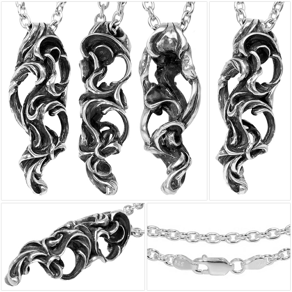 Revellia Somnus ネックレス ペンダント ペンダントトップ ペンダントチャーム シルバー アラベスク 唐草 アンティーク ゴシック かっこいい ロック 爆買の画像