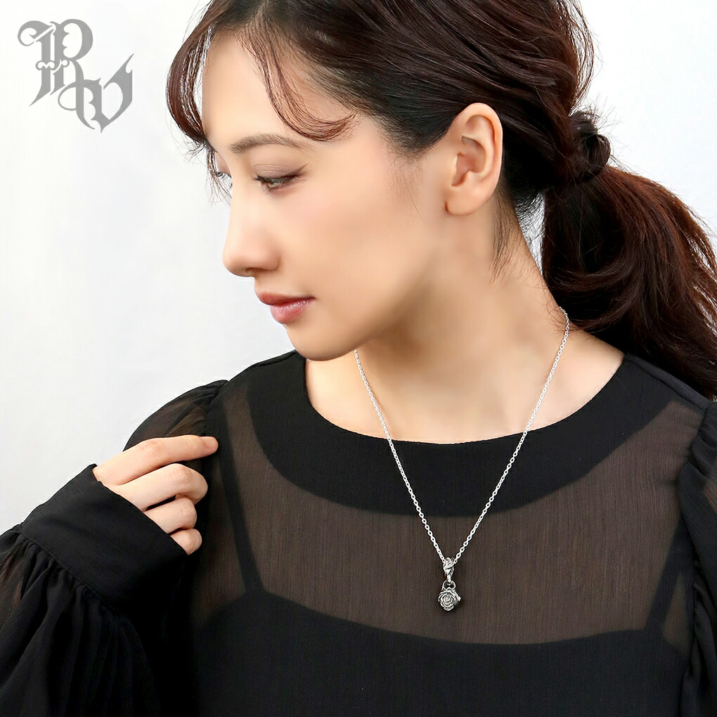 Revellia Rosen vase ローズ ネックレス ペンダント ペンダントトップ ペンダントチャーム シルバー 薔薇 バラ 花 アンティーク ゴシック かっこいい 爆買の画像