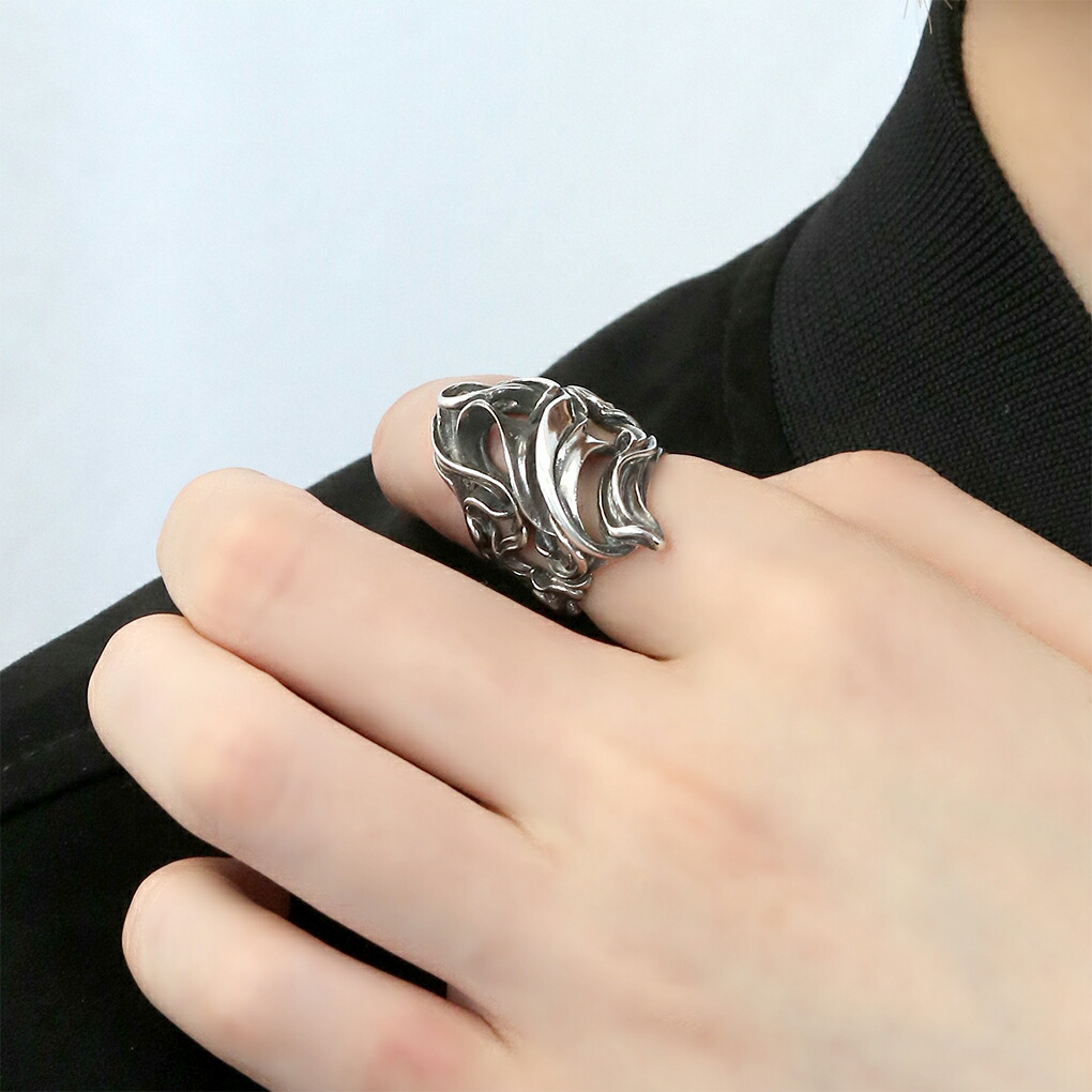 Revellia Thalia リング 指輪 8〜18号 シルバー タレイア 曲線 有機的 幅広 透かし 女神 アンティーク ゴシック かっこいい ロック ハード 爆買の画像