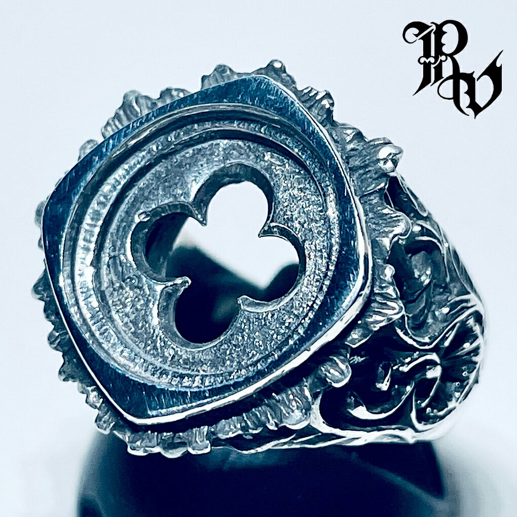 Revellia Tracery ring リング 指輪 7〜17号 シルバー 925 クローバー 四葉 四つ葉 印台リング スタンプリング シールリング シルバーリング メンズ 爆買