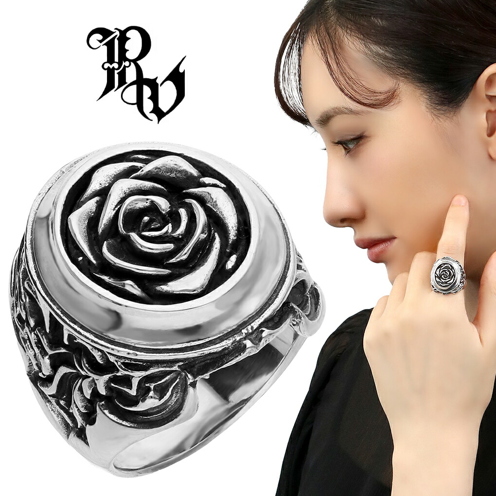 Revellia Vampire Rose リング 指輪 10〜18号 シルバー ヴァンパイア ローズ 薔薇 バラ 花 幅広 大ぶり アンティーク ゴシック かっこいい ロック 爆買