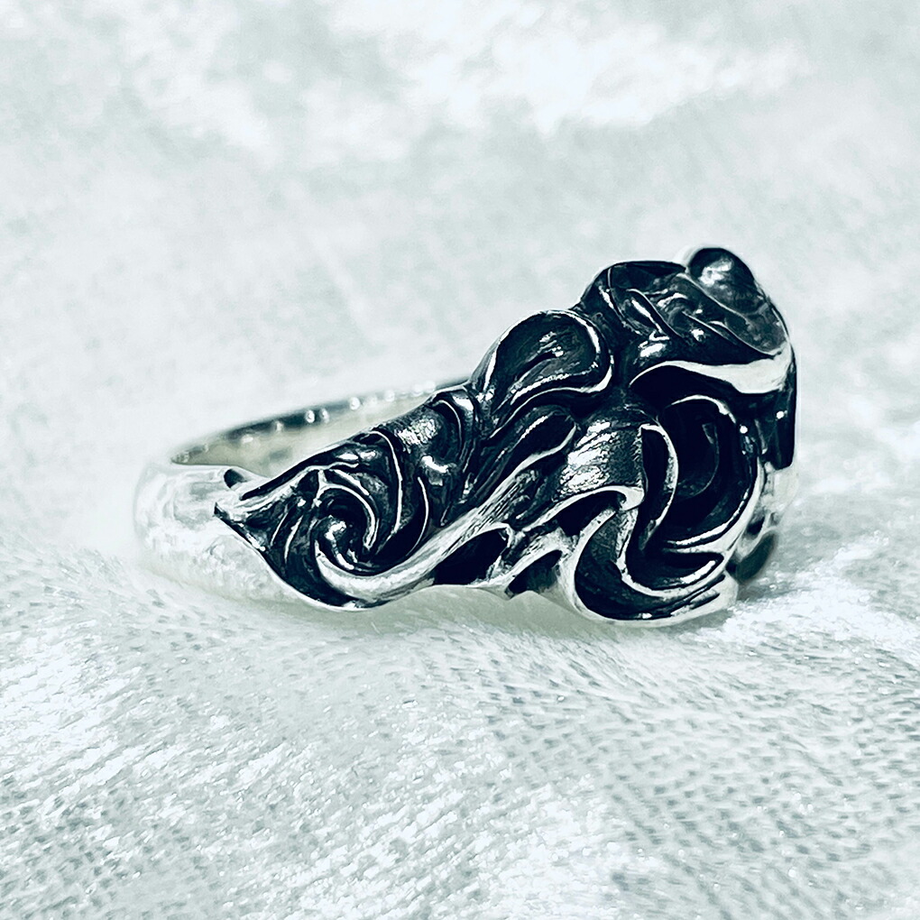 Revellia Flamme リング 指輪 6〜17号 シルバー 925 炎 火 曲線 模様 アート 造形 芸術 現代 美術 シルバーリング メンズ レディース 男性 女性 彼氏 爆買の画像