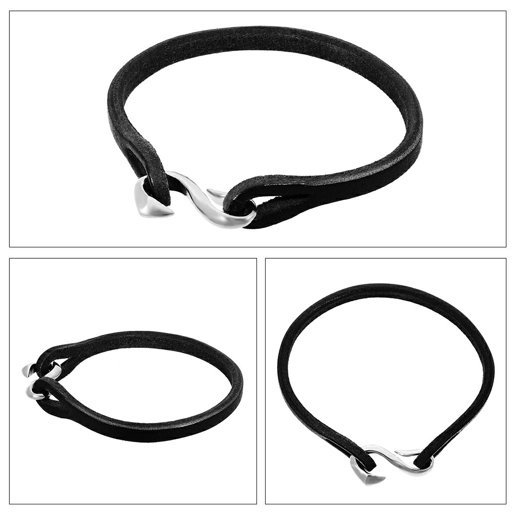 DROPS S字 フック レザー ブレスレット 革ブレスレット 革 牛革