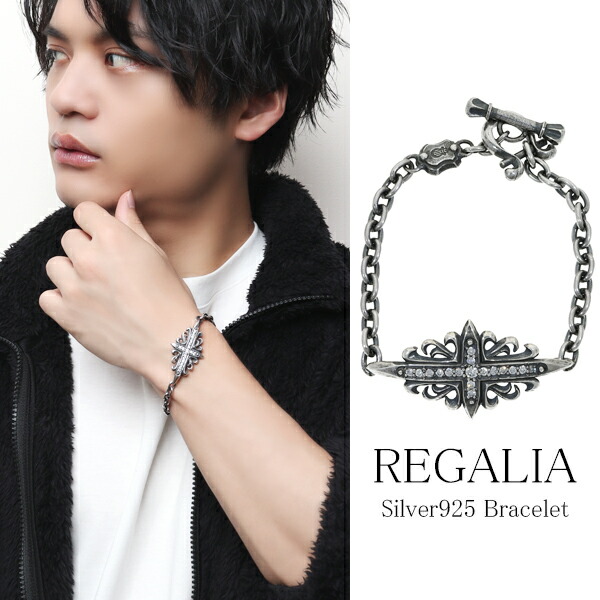 Yahoo! Yahoo!ショッピング(ヤフー ショッピング)REGALIA ゴシック クロス ブレスレット シルバー925 ジルコニア 銀 シルバーブレスレット アンティーク クラシカル ハード インパクト 大人