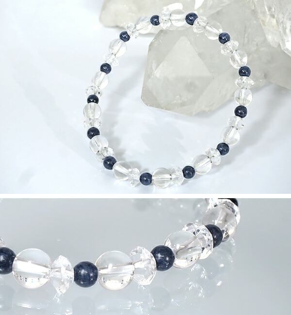 サファイア ブレスレット 4mm 16.5cm 小さなサファイア カット水晶