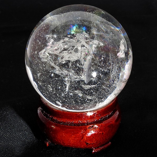 天然 虹入り水晶 ブラジル産 丸玉 約62mm 穴なし 天然石