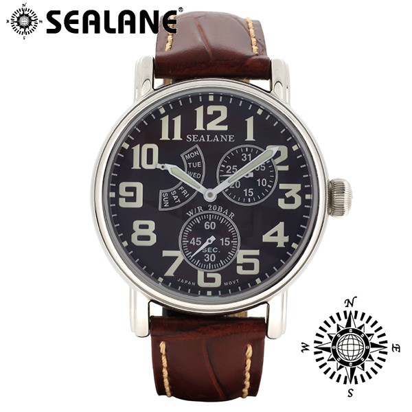 腕時計 メンズ ブランド シーレーン SE14 ブラウン 牛本革ベルト