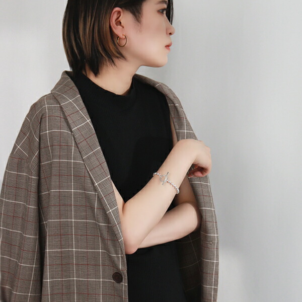 ボールチェーン ブレスレット メンズ Tバー マンテル シルバー 17cm