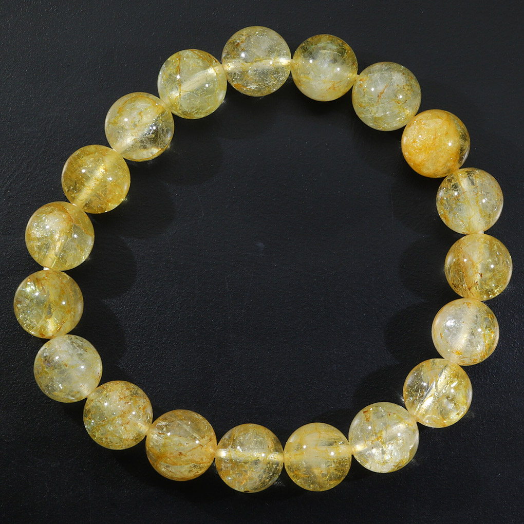 イエロートパーズ ブレスレット 10mm 17.5cm メンズ M レディース L