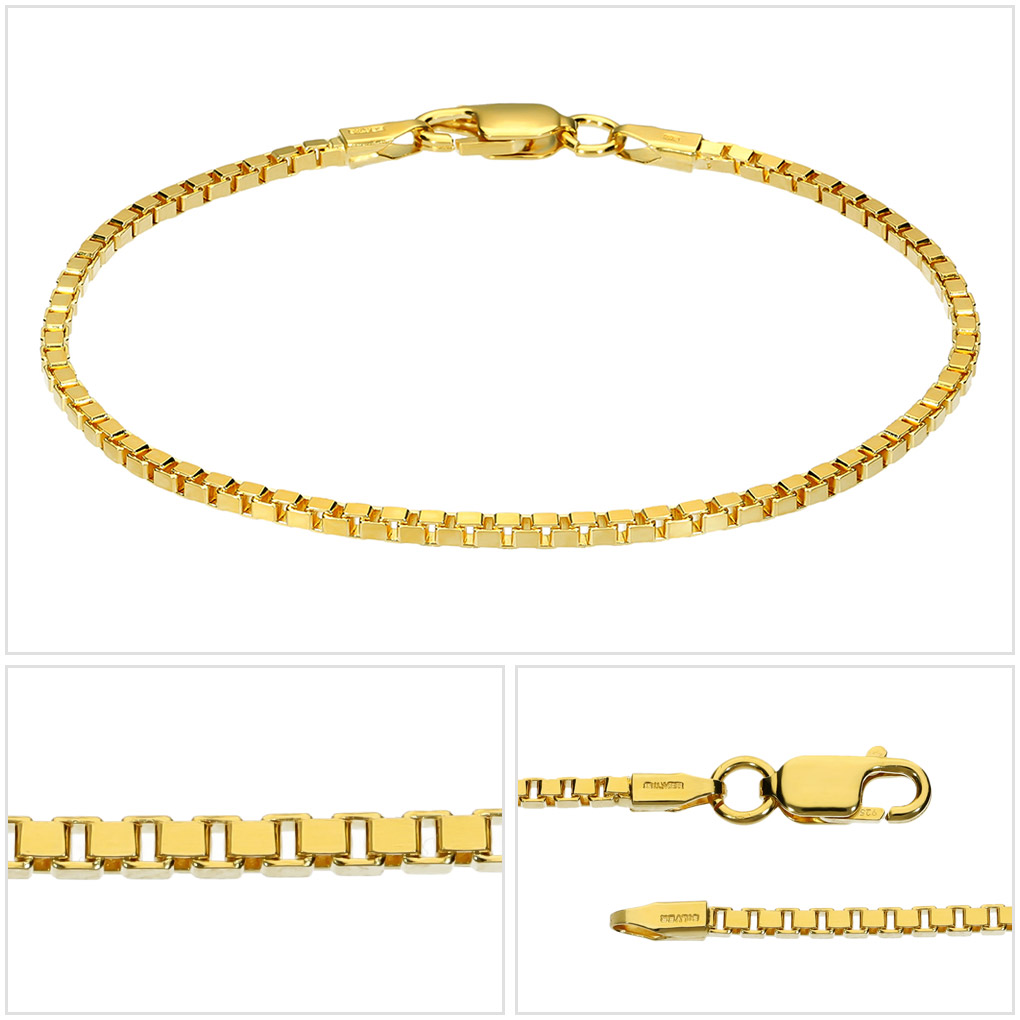 ゴールド ベネチアンチェーン ブレスレット 幅1.8mm 17-18cm シルバー
