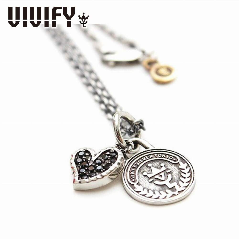 VIVIFY ビビファイ アクセサリー ネックレス シルバー ハート & コイン Necklace ブラック