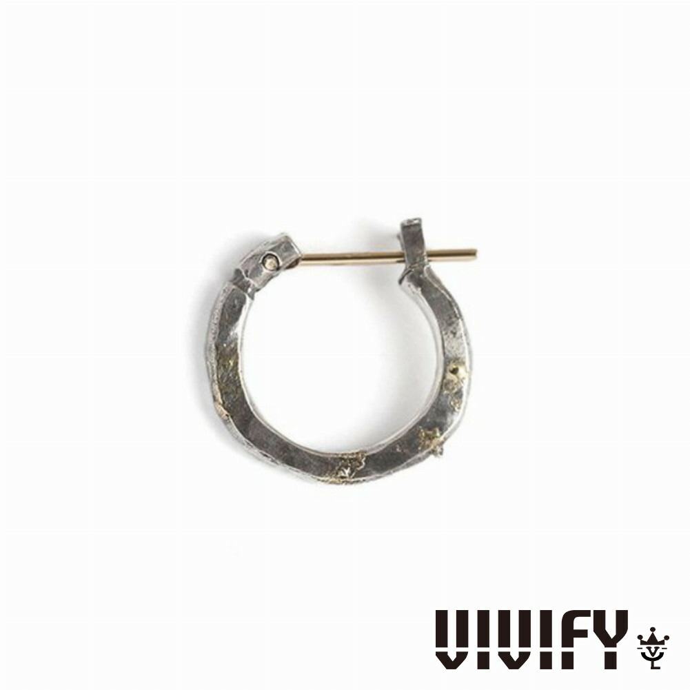 VIVIFY ビビファイ アクセサリー フープピアス シルバー K18ゴールドポスト 槌目 Hoop Pierce S w Gold 1P 片耳用