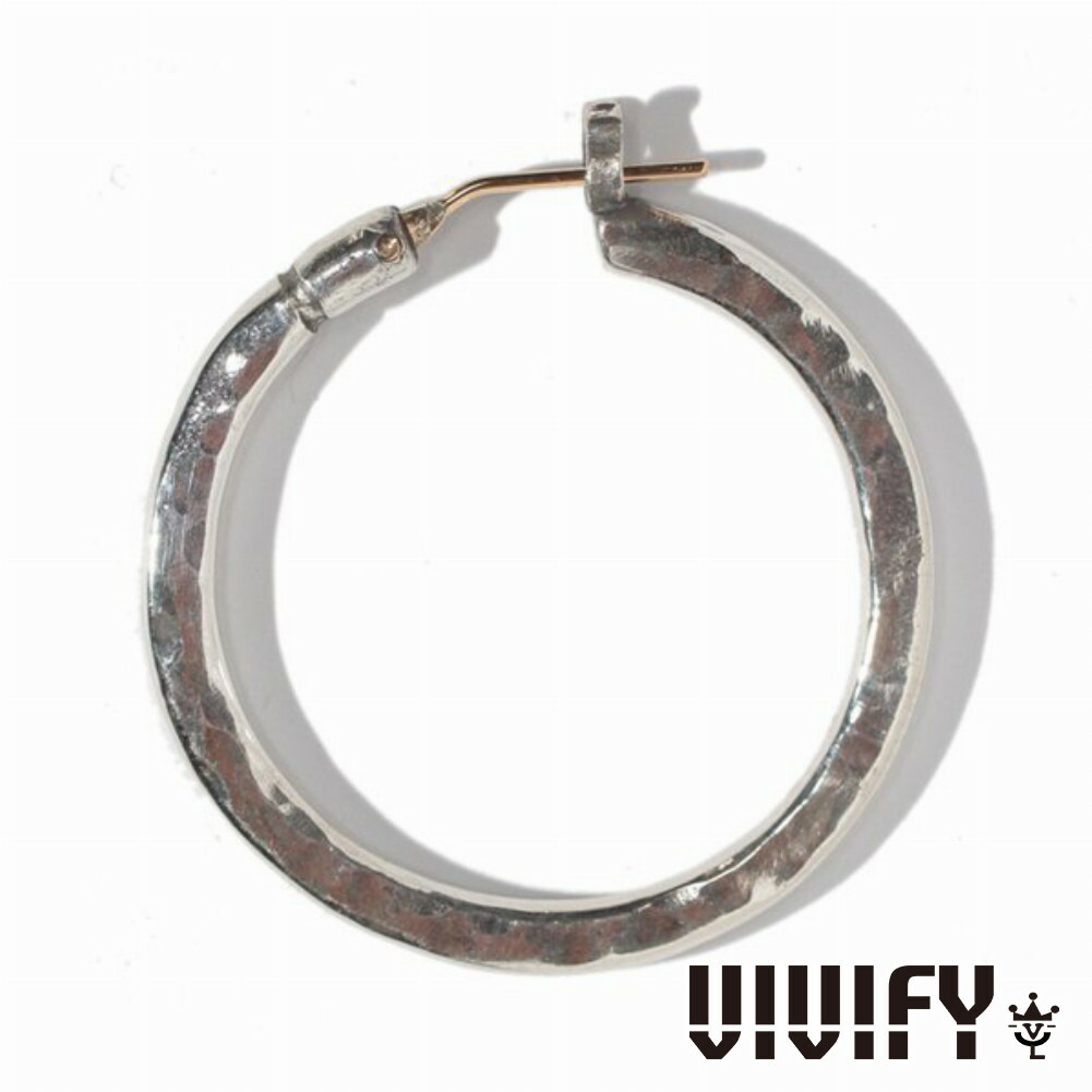 VIVIFY ビビファイ アクセサリー フープピアス シルバー K18ゴールドポスト 槌目 Hoop Pierce XL 1P 片耳用