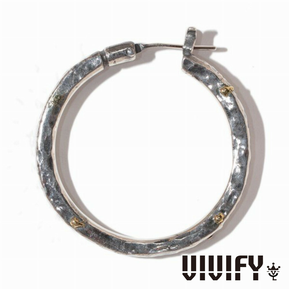 Yahoo! Yahoo!ショッピング(ヤフー ショッピング)VIVIFY ビビファイ アクセサリー フープピアス シルバー ゴールド ThreeSides 槌目 Hoop Pierce XL 3mm body w Gold 1P 片耳用