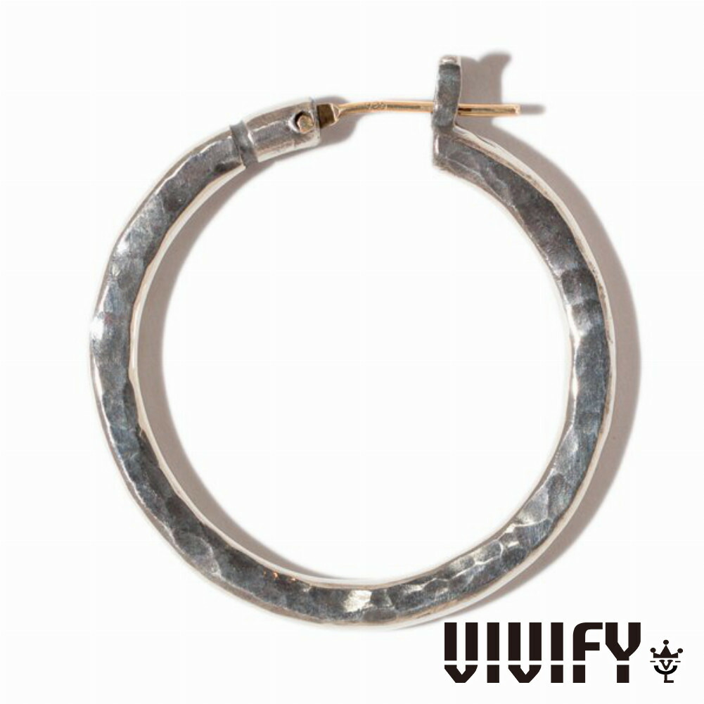 VIVIFY ビビファイ アクセサリー フープピアス シルバー K18ゴールドポスト 槌目 Hoop Pierce XL 3mm body 1P 片耳用