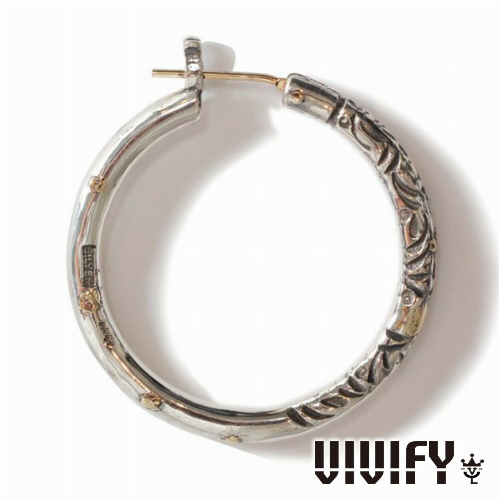 VIVIFY ビビファイ アクセサリー フープピアス シルバー K18ゴールドポスト アラベスク Hoop Pierce XL 3mm body w Gold 1P 片耳用