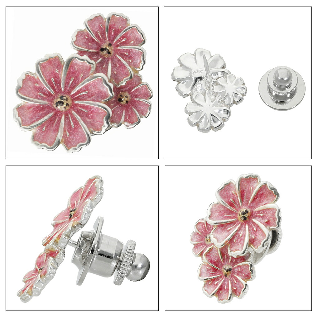 SATURNO サツルノ コスモス シルバー ピンブローチ 秋桜 花 お花 植物