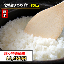 新米 令和5年産 宮城県産ひとめぼれ30Kg  送料無料 無洗米 超特売価格11，480円 お米 米 1等米  選べる精米方法