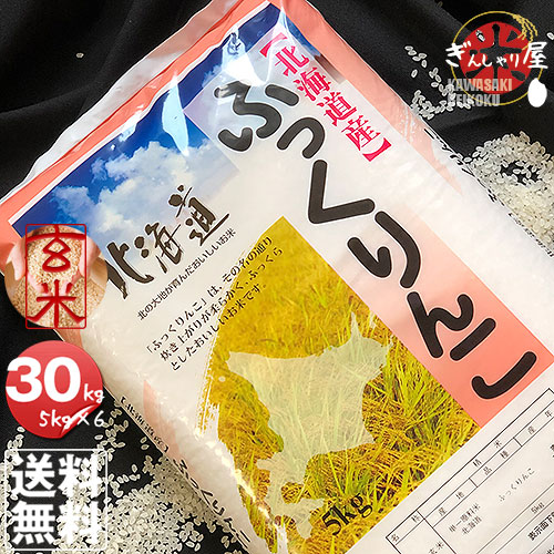 米 30kg 5kg×6袋セット お米 玄米 ふっくりんこ 北海道産 玄米 白米 分づき米 令和4年産 送料無料