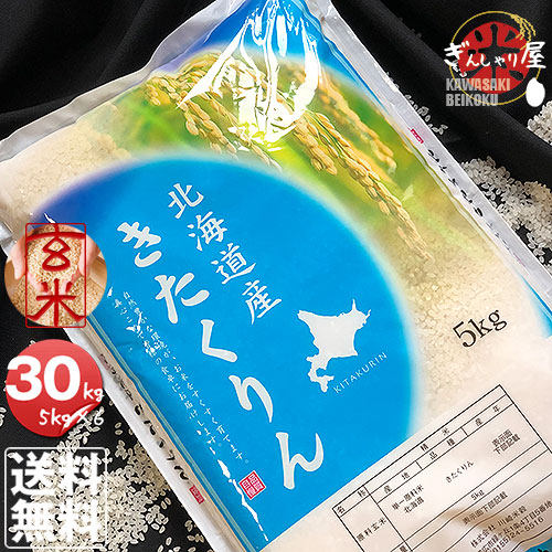 米 30kg 5kg×6袋セット お米 玄米 きたくりん 北海道産 玄米 白米 分づき米 令和4年産 送料無料