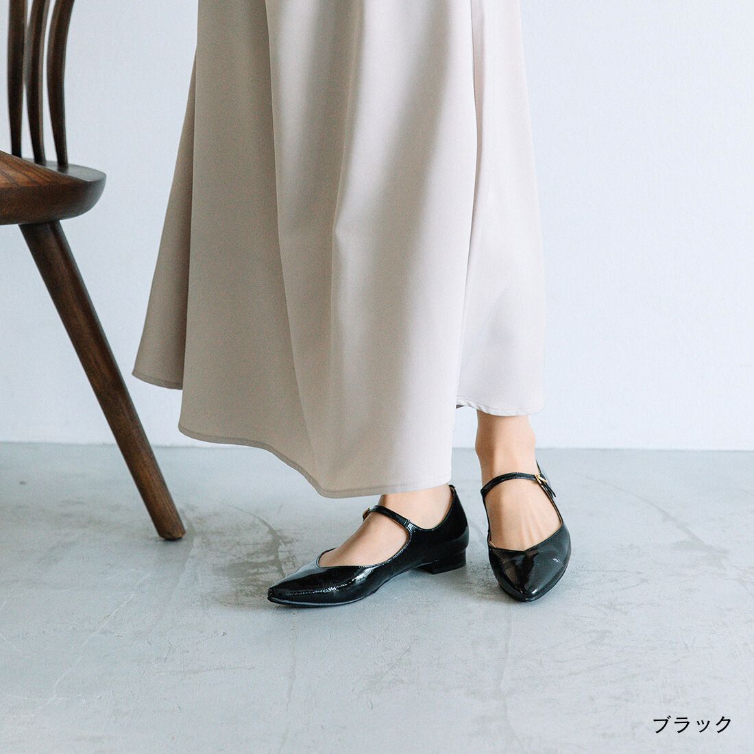 【未使用】銀座ワシントン　セパレート　パンプス　本革　定番　日本製　黒　26cm 銀座ワシントン パンプス フラット ローヒール ストラップ ポイン